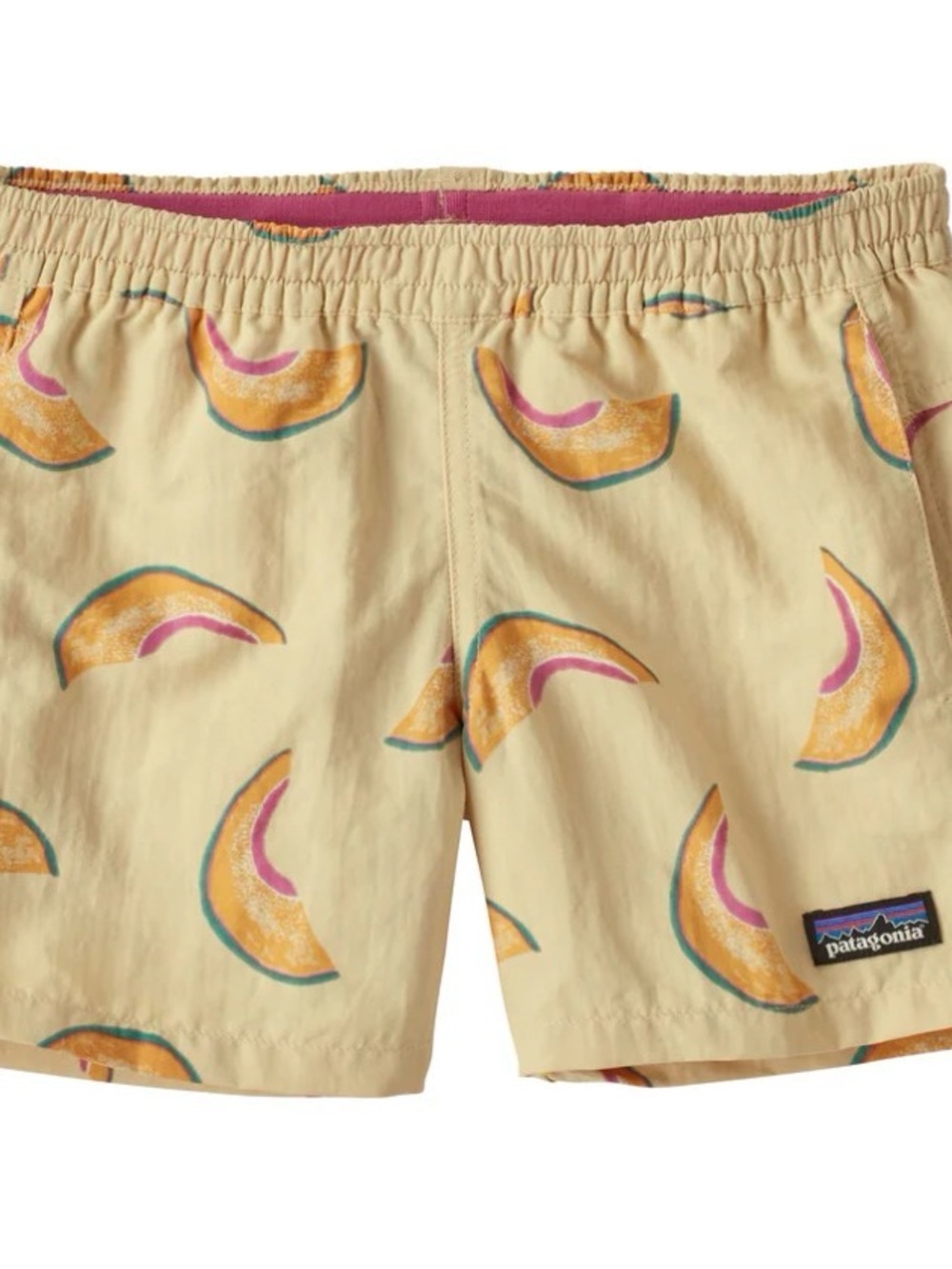 Patagonia Kids Baggies Shorts Melon Print Swim Trunks Recycled Nylon XL